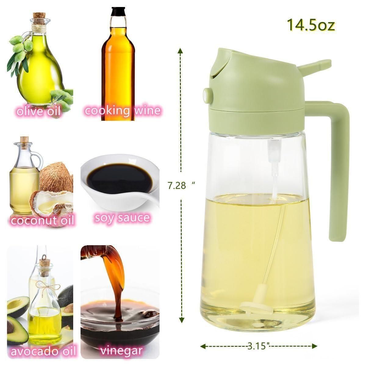 500ml Dual-Mode Oil Spray & Pour Dispenser