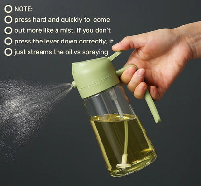 500ml Dual-Mode Oil Spray & Pour Dispenser